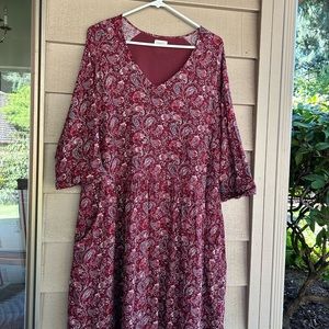 Garnet Hill dress maroon paisley plus Sz 18